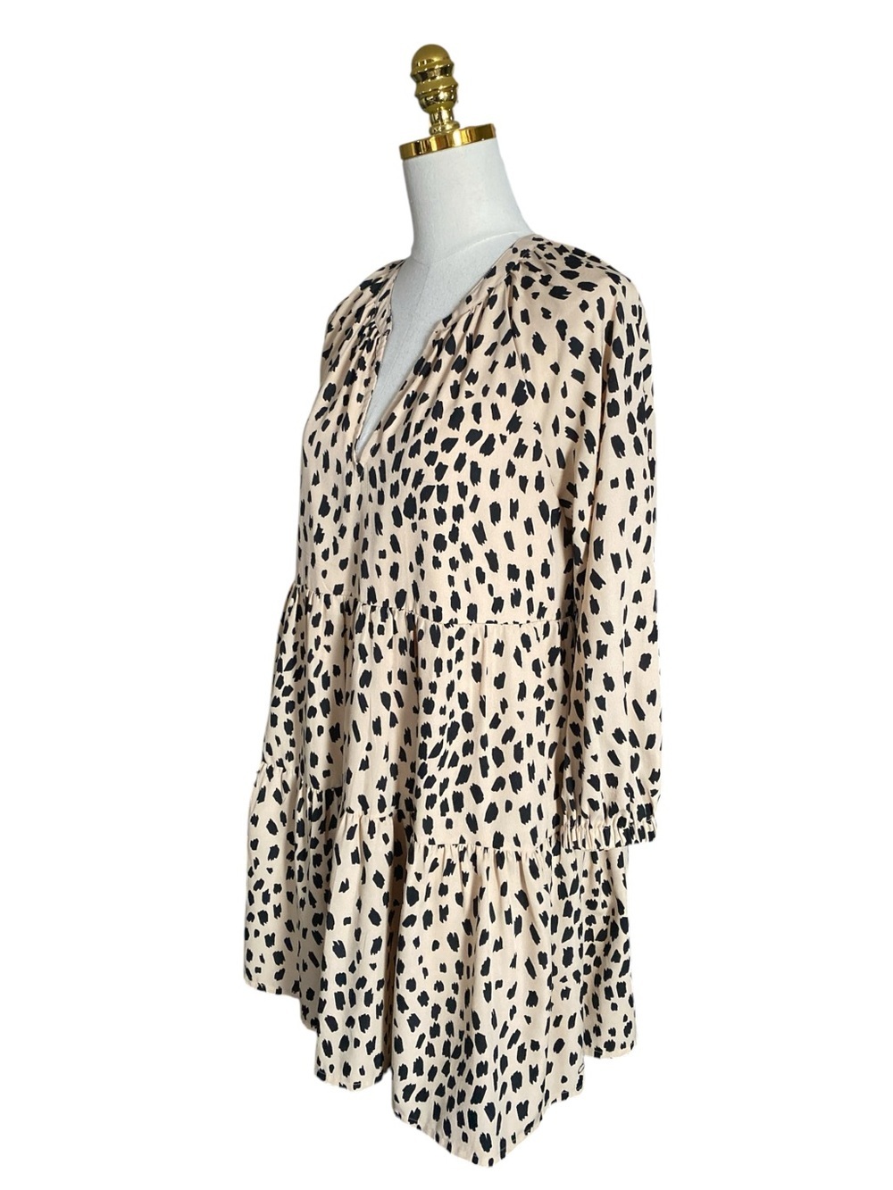 Vineyard Vines Women Leopard Print V-Neck Tiered Swing Dress Beige & Black Small - Picture 6 of 11
